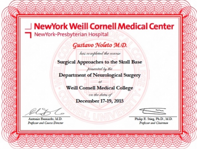 Certificado Neurocirurgia Weill Cornell